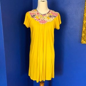 Buttercup Yellow Pink Blue Floral Patchwork Tunic Dress Hippie Boho Festival Y2K